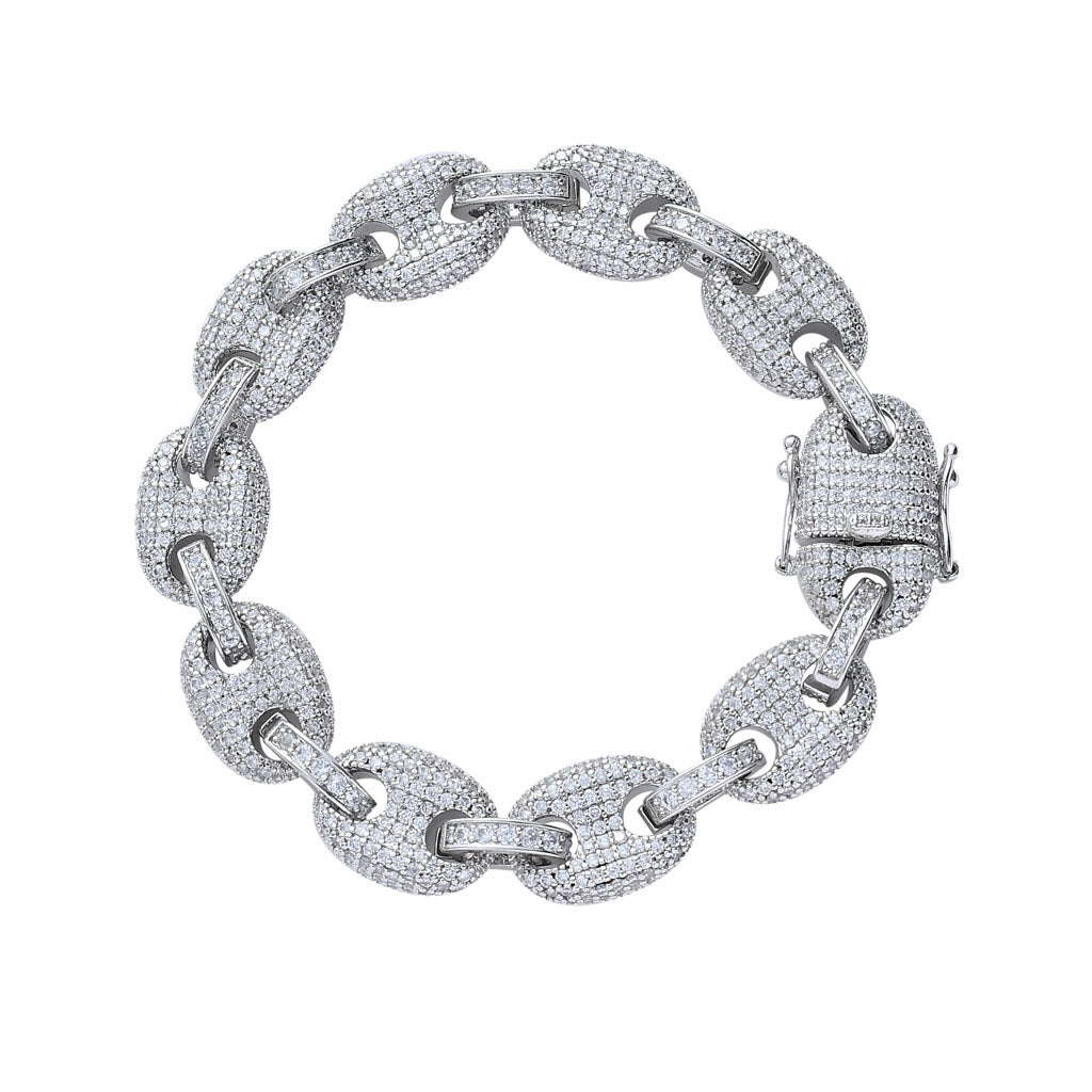 Statement Link Bracelet with Bold Pavé Texture