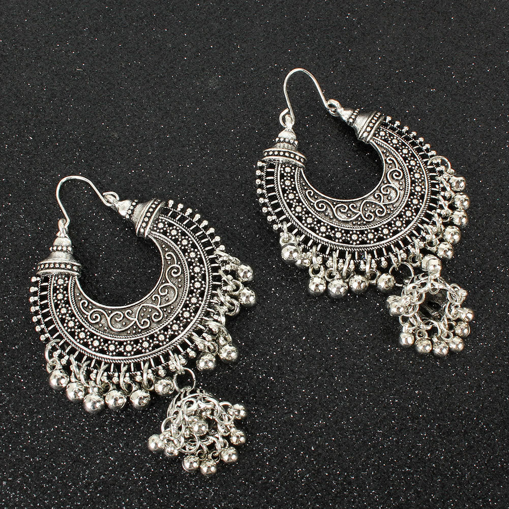 Vintage Bell Tassel Earrings with Intricate Boho Detailing