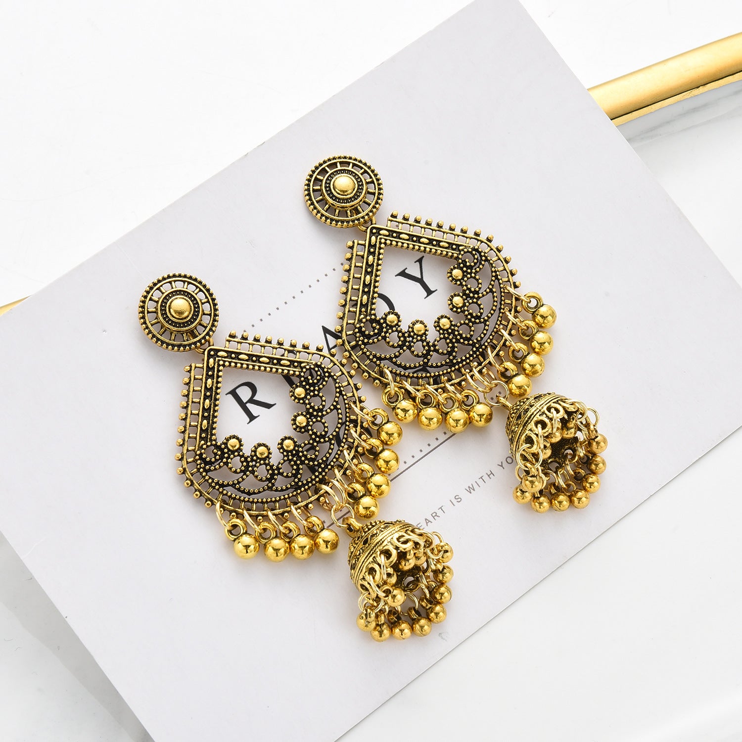 Vintage Bell Tassel Earrings with Intricate Boho Detailing