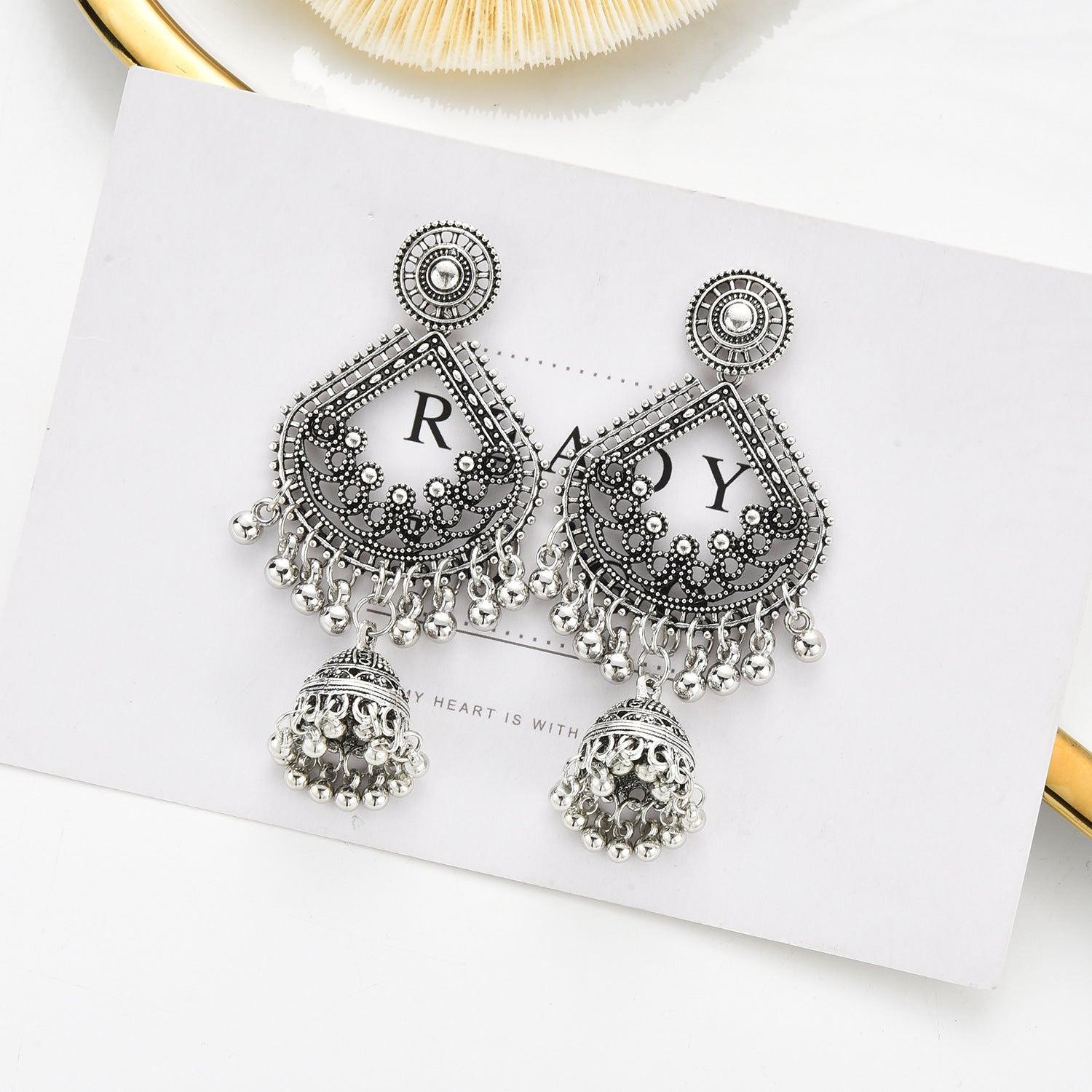 Vintage Bell Tassel Earrings with Intricate Boho Detailing