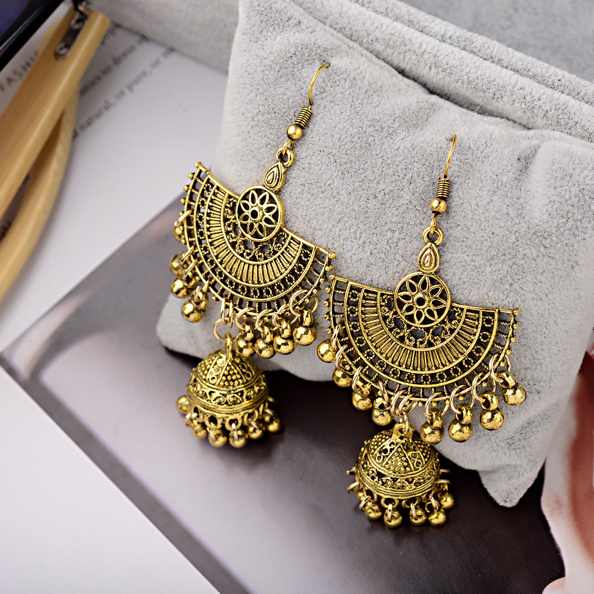 Vintage Bell Tassel Earrings with Intricate Boho Detailing