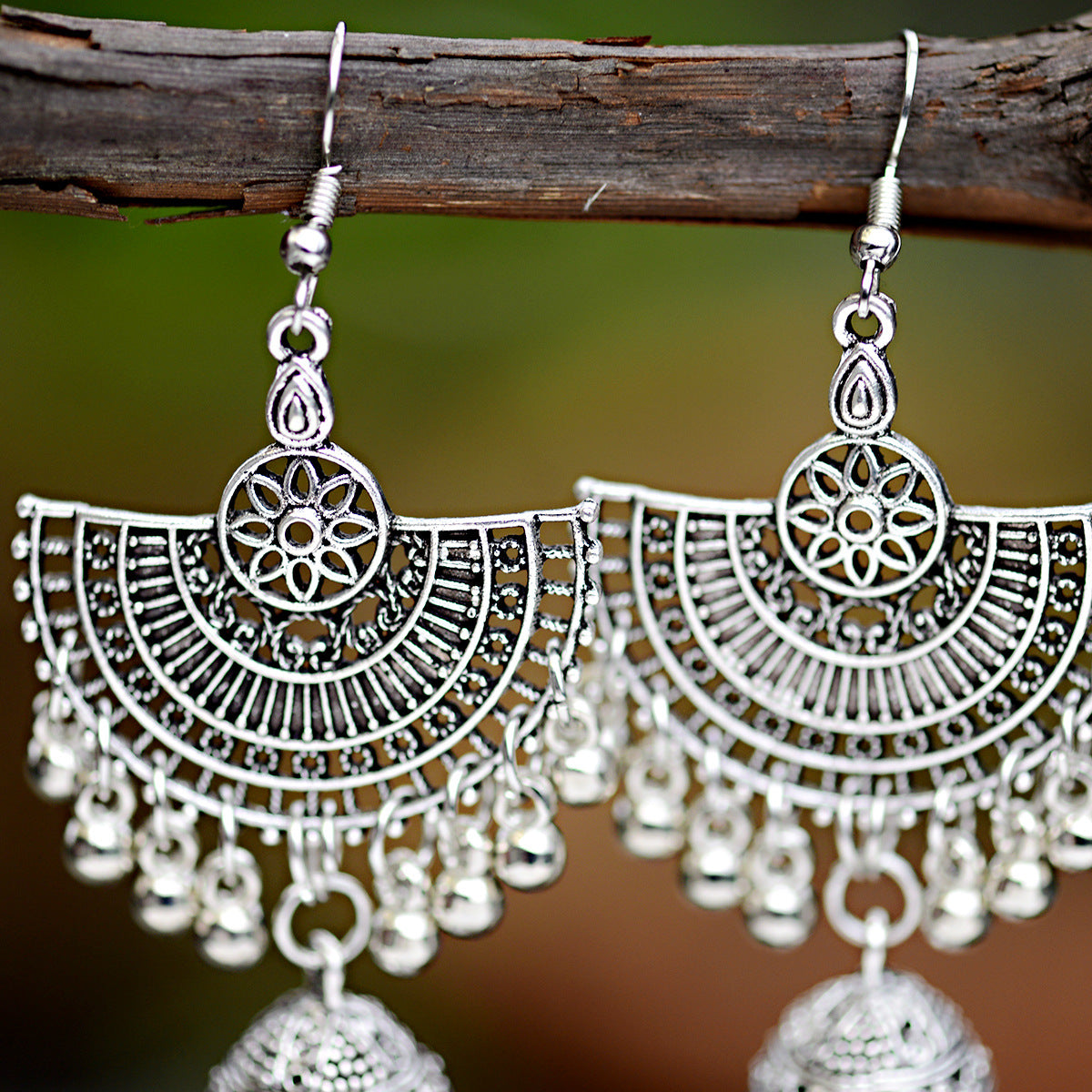 Vintage Bell Tassel Earrings with Intricate Boho Detailing