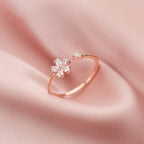 Daisy Bloom Adjustable Ring with Crystal Accent