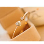 Heart Accent Open Cuff Bracelet with Delicate Sparkle Detail