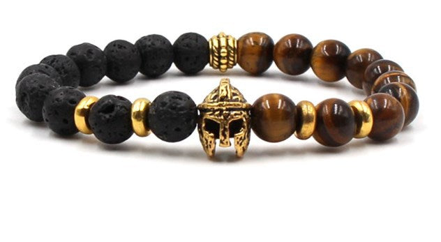 Beaded Owl Charm Bracelet with Natural Stone Design