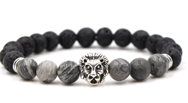 Beaded Owl Charm Bracelet with Natural Stone Design
