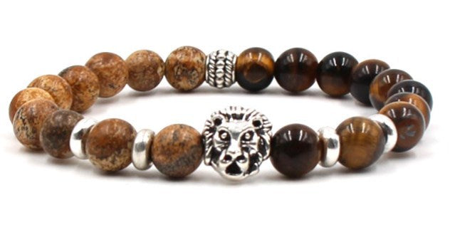 Beaded Owl Charm Bracelet with Natural Stone Design