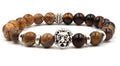 Beaded Owl Charm Bracelet with Natural Stone Design