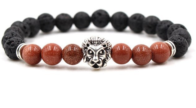 Beaded Owl Charm Bracelet with Natural Stone Design