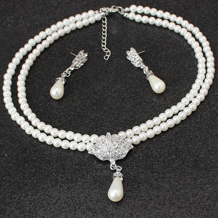 Elegant Double-Strand Pearl Jewelry Set