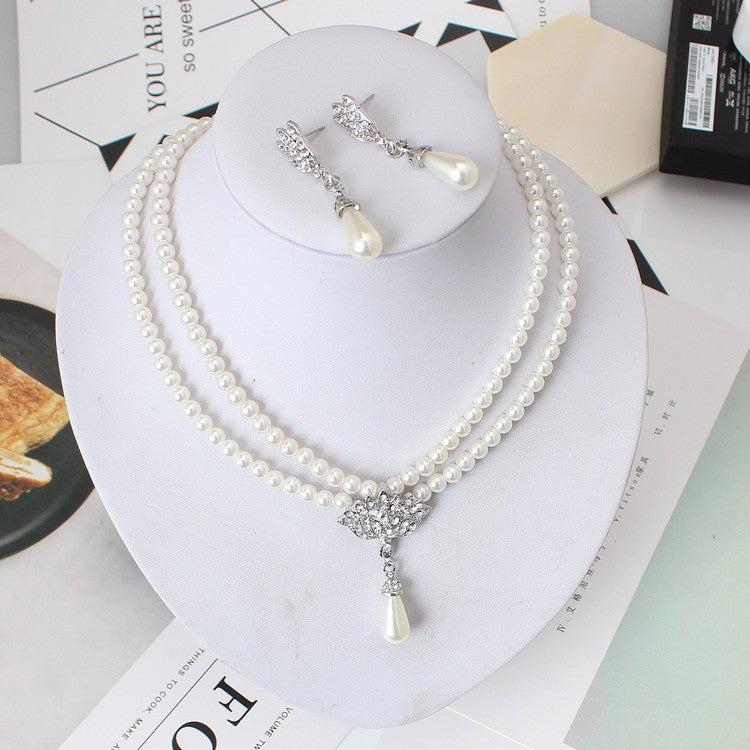 Elegant Double-Strand Pearl Jewelry Set
