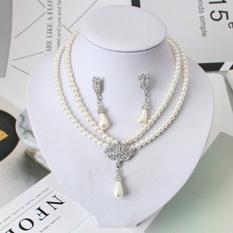 Elegant Double-Strand Pearl Jewelry Set
