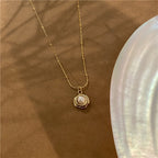 Pearl Pendant Necklace with Organic Gold-Style Frame