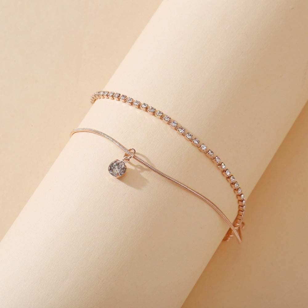 Layered Crystal Charm Anklet