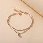Layered Crystal Charm Anklet