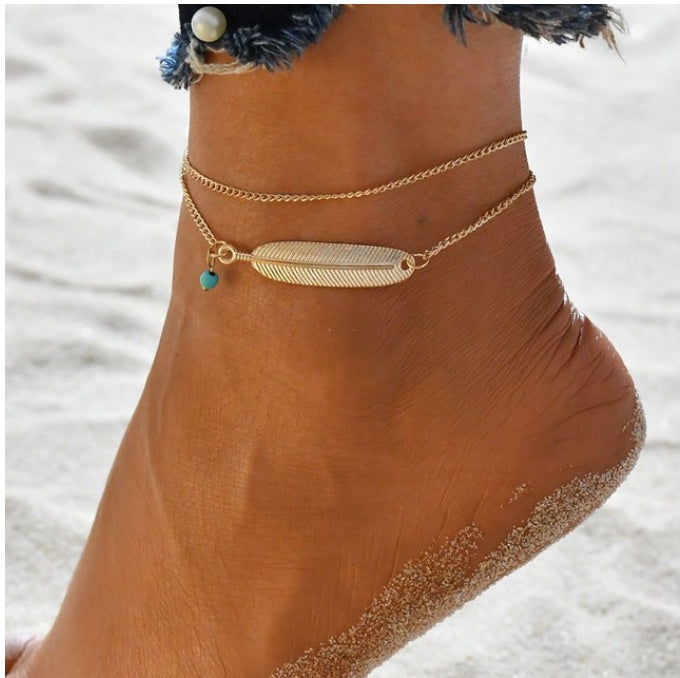 Layered Crystal Charm Anklet