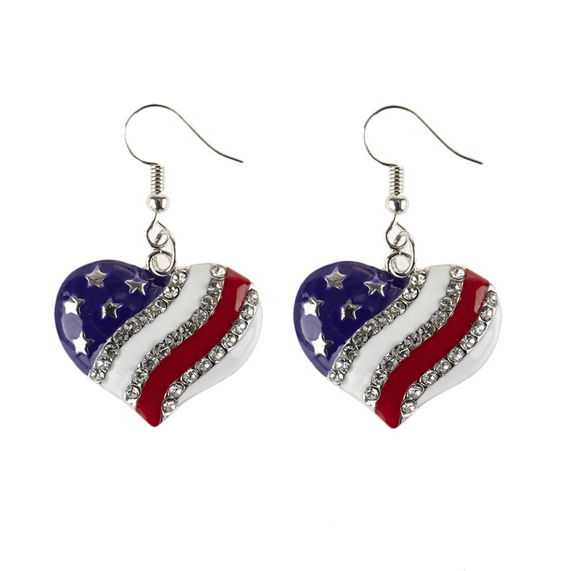 Krystal Crafts Patriotic Heart Flag Dangle Earrings