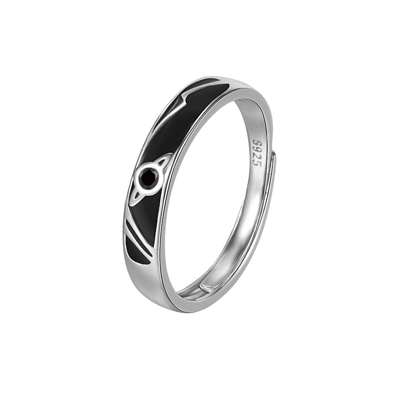 Protective Symbol Couple Ring Set in Sterling Silver – Blue Heart Accent