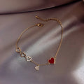 Delicate Chain Bracelet with Heart Charm Accents