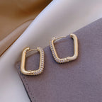 Modern Geometric Hoop Earrings with Pavé Crystal Detailing