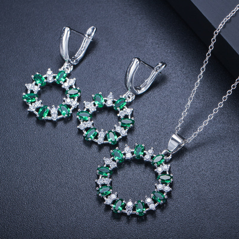 Elegant Crystal Circle Jewelry Set