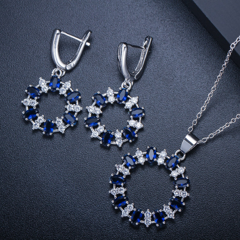 Elegant Crystal Circle Jewelry Set