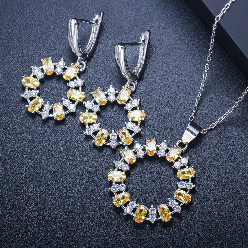 Elegant Crystal Circle Jewelry Set