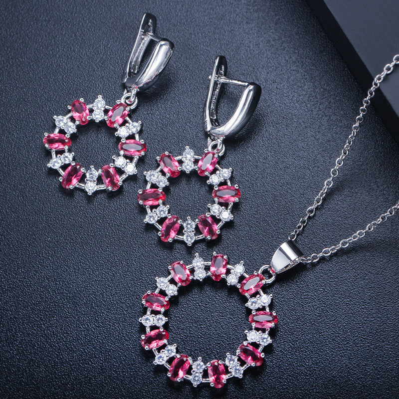 Elegant Crystal Circle Jewelry Set