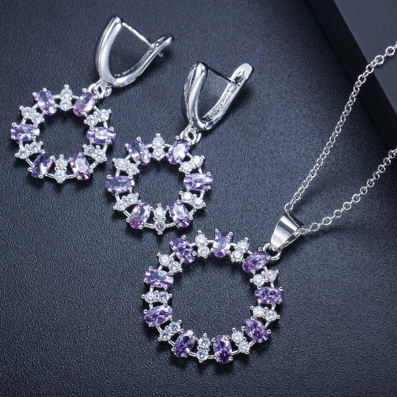 Elegant Crystal Circle Jewelry Set