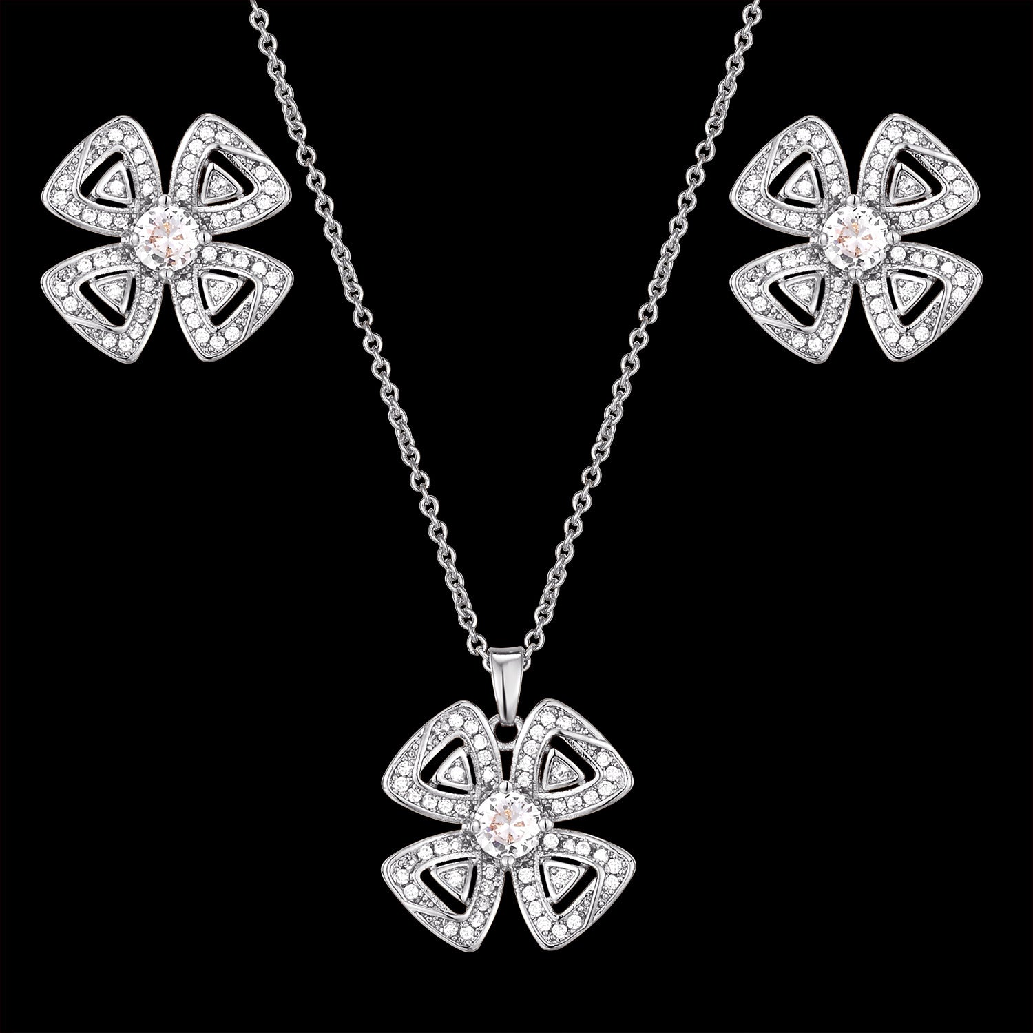Four-Leaf Clover Zircon Set