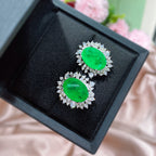 Vintage Oval Crystal Earrings with Radiant Emerald Glow