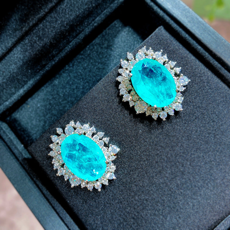 Vintage Oval Crystal Earrings with Radiant Emerald Glow
