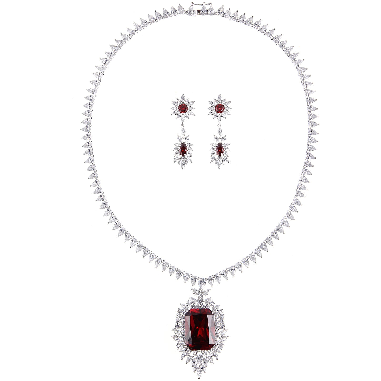 Luxury Crystal Jewelry Set with Radiant Gemstone Centerpiece