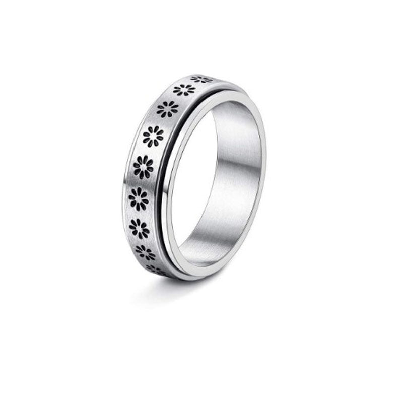 Minimalist Stainless Steel Band Ring – Engraved & Polished Finish