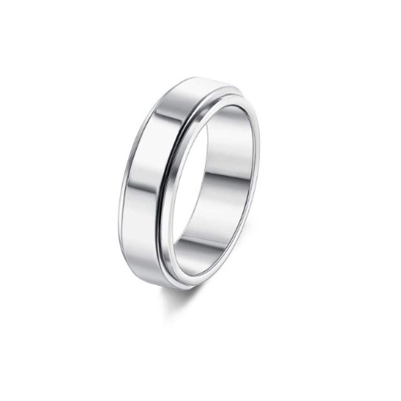 Minimalist Stainless Steel Band Ring – Engraved & Polished Finish