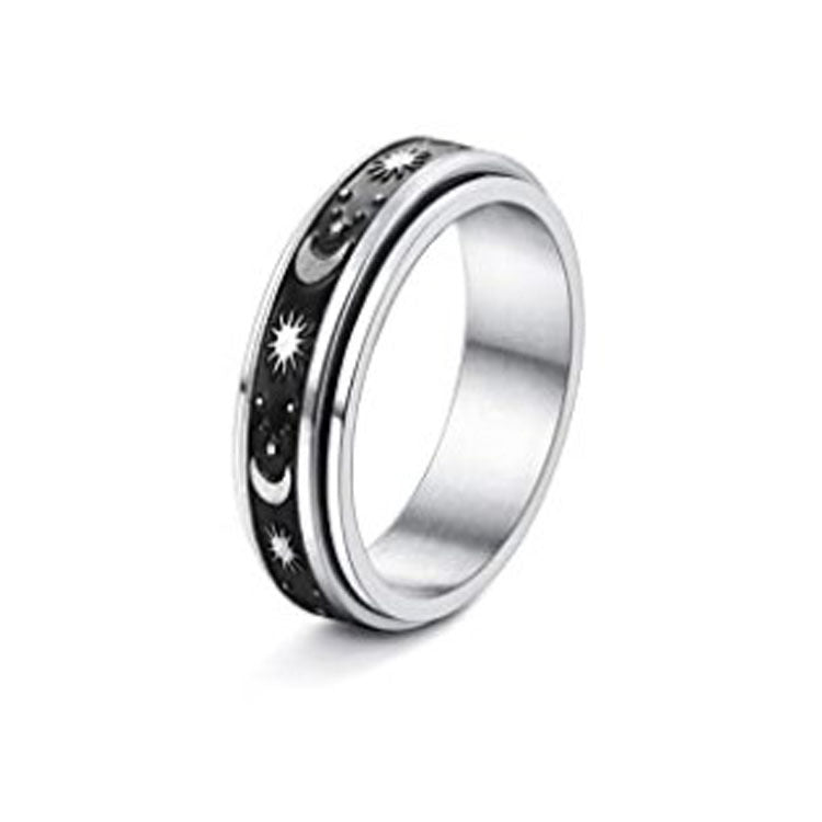 Minimalist Stainless Steel Band Ring – Engraved & Polished Finish