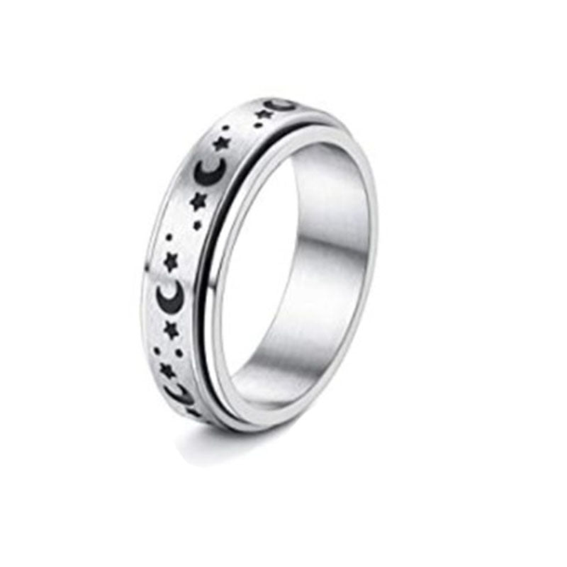 Minimalist Stainless Steel Band Ring – Engraved & Polished Finish
