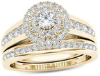 Golden Radiance Double Halo Bridal Ring