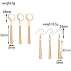 Minimalist Gold Bar Drop Earrings