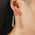 Minimalist Gold Bar Drop Earrings