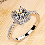 Cushion Cut Halo Engagement Ring – Pavé Diamond Band