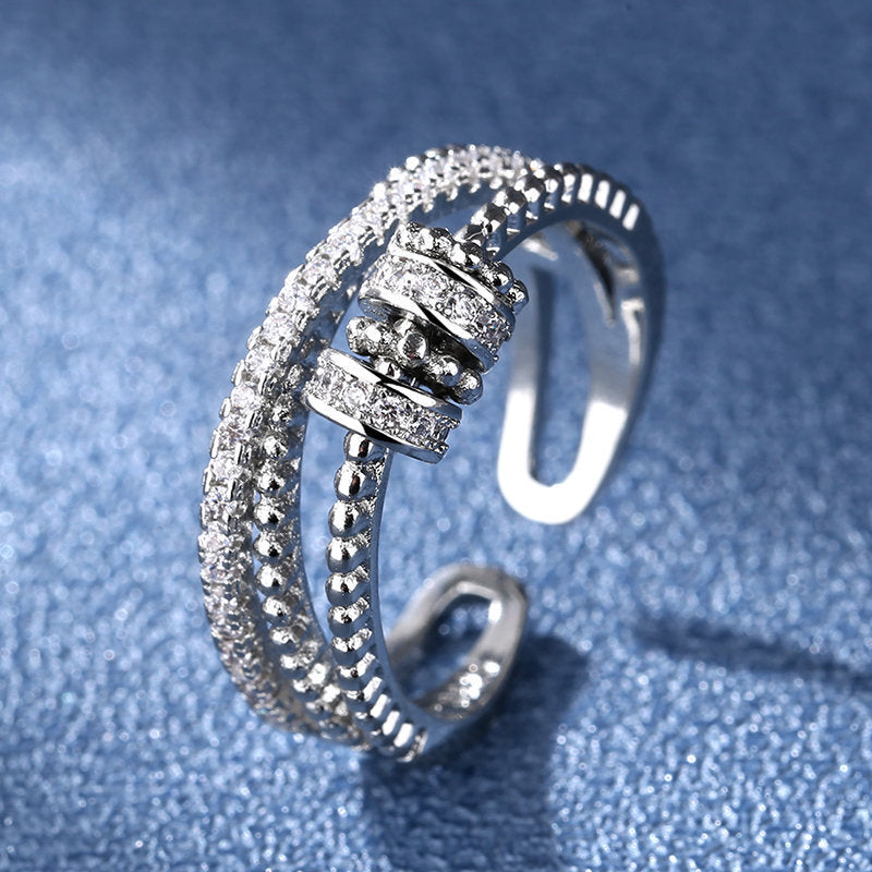 Pavé Coil Adjustable Open Ring – Modern Wrap Design