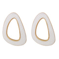 White Abstract Triangle Hoop Earrings