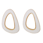 White Abstract Triangle Hoop Earrings