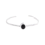 Slim Open Bangle Bracelet with Central Stone Detail