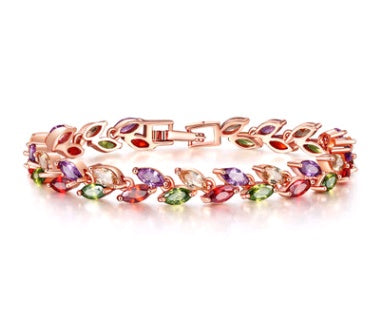 Leaf-Link Bracelet with Flowing Gem Detail