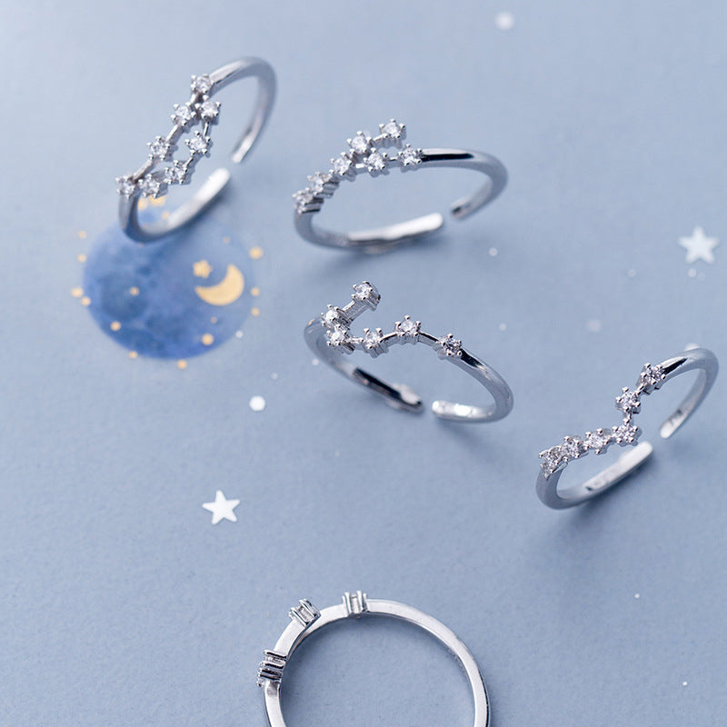Zodiac Constellation Adjustable Ring – Celestial Star Sign Band