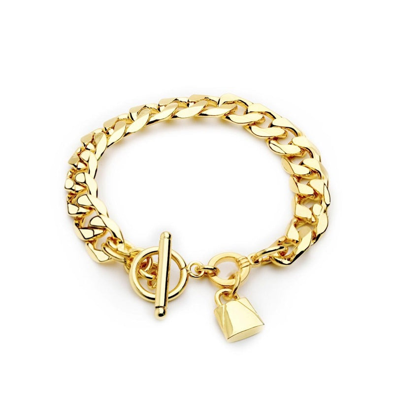 Chunky Link Bracelet with Toggle Clasp and Padlock Charm