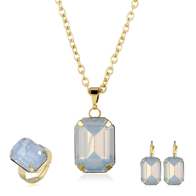 Emerald-Cut Crystal Jewelry Set