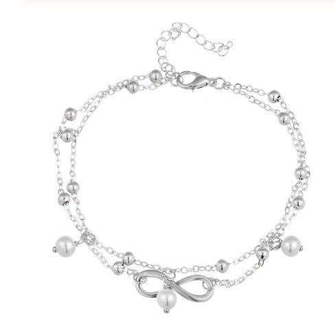 Elegant Double-Layer Infinity Pearl Anklet